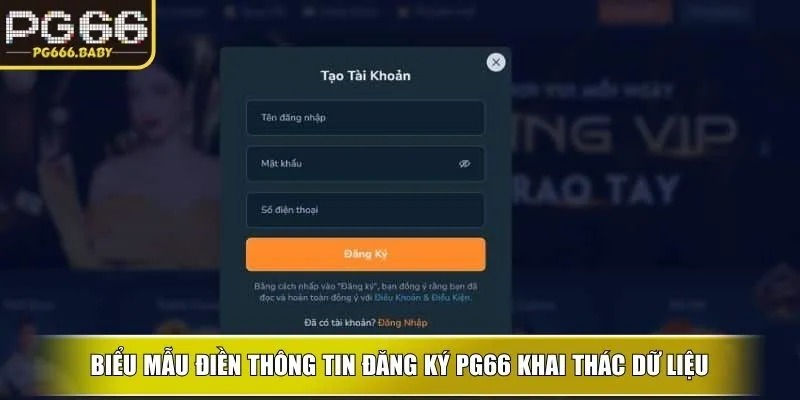 Biểu mẫu điền thông tin đăng ký ku khai thác dữ liệu để lập tài khoản